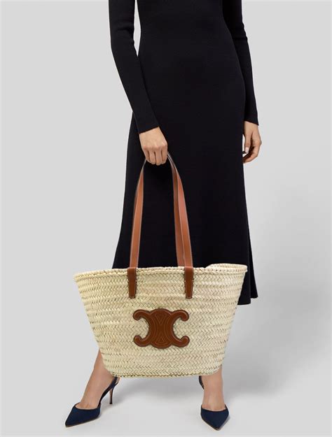 celine pannier|Celine 2021 Medium Triomphe Classic Panier Raffia Tote .